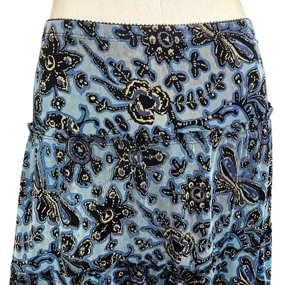 Vintage 90's Mark Singer Blue & Gold Slinky Lace Skirt Grunge Boho Burnout - Picture 14 of 16